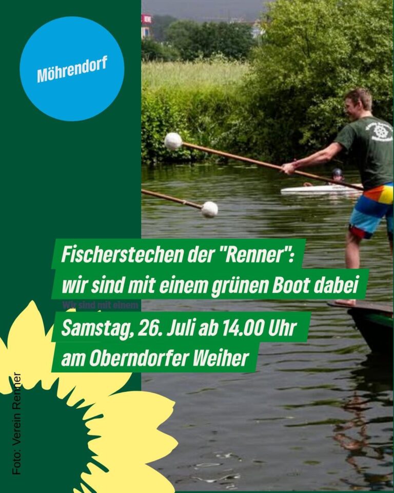 Grünes Boot beim Möhrendorfer Fischerstechen