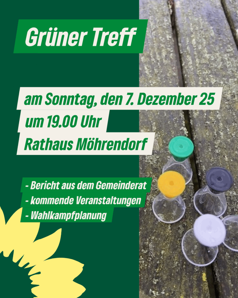 Grünes Ortsverbandstreffen am 7. Dezember um 19.00 Uhr