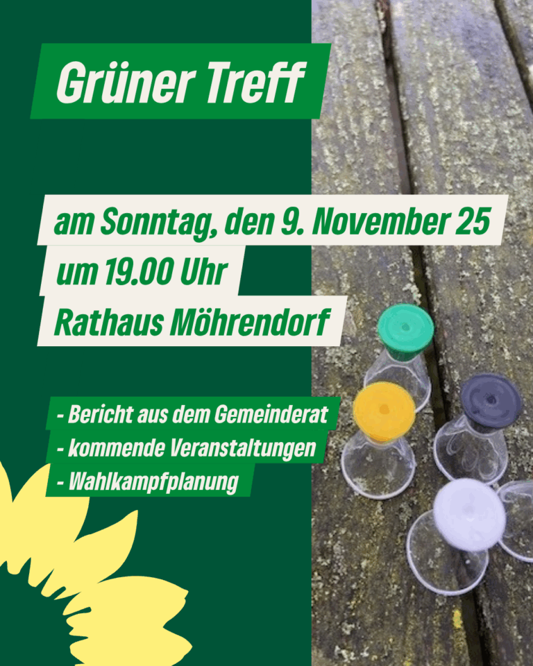 Grünes Ortsverbandstreffen am 9. November um 19.00 Uhr